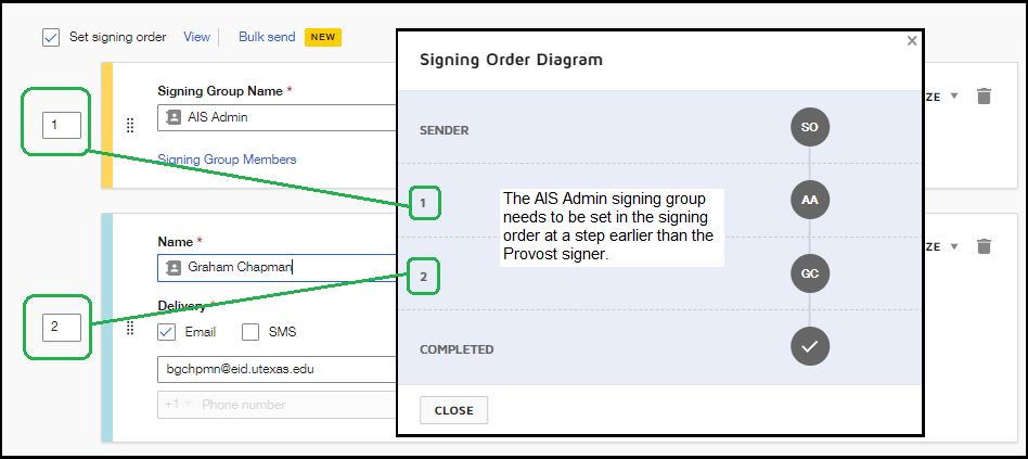Setting signing order