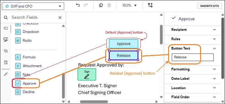 Relabel Approve Button Relabel Approve Button