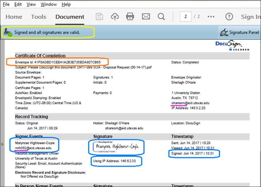 Adobe Reader View of Certificate of Completion