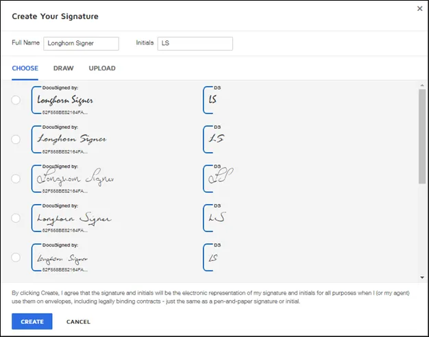 Create your signature by choosing, drawing, or uploading.