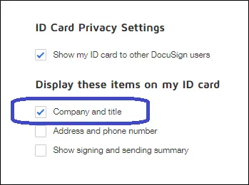 ID Card Privacy Settings - Check company and title