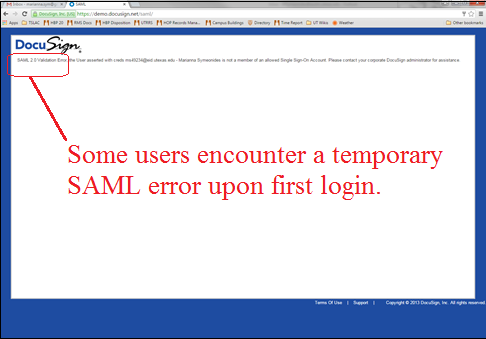 SAML Error Message