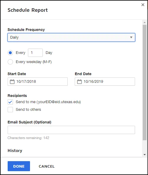 Schedule Setup Dialog